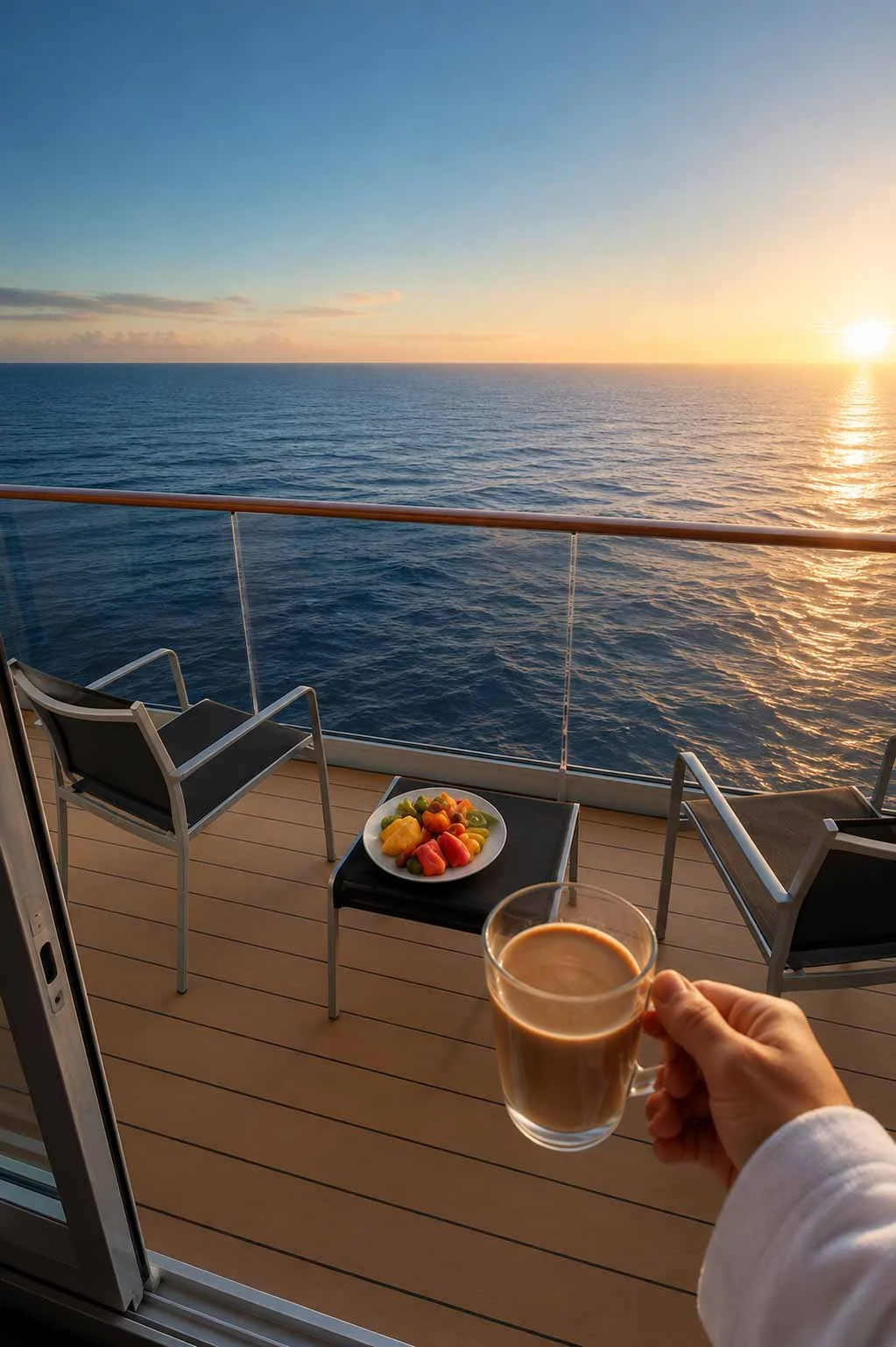 Vista del mar desde un balcón del barco
